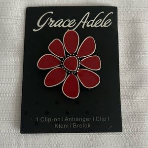 Grace Adele Red Enamel Flower Bag Clip